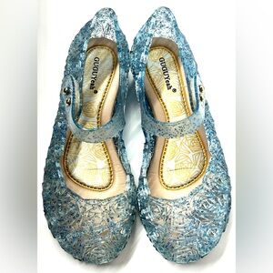 GUGUYeah Blue Glitter Jelly Flats Little Girl Princess Dress Up Shoes